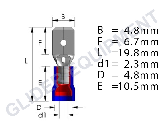 Tirex terminal cable shoe male 4.8mm / 1.5 - 2.5mm² blue [D08196]